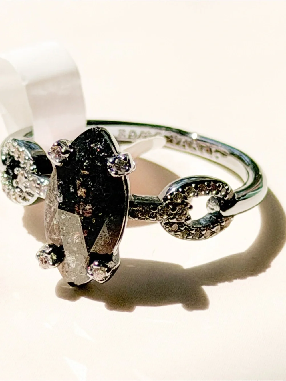 Bomb Party Symphony of 3 Lab-Created Ice Crystal Ring Rhodium Plated Size 10